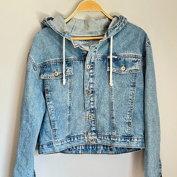 Vintage Hollywood Oversized Hooded Denim Jacket - Picture 1 of 7